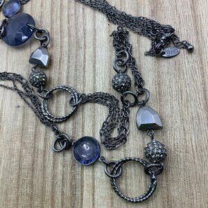 Lia Sophia "Tinsel" Blue Faceted Rhinestone Silver Tone Necklace